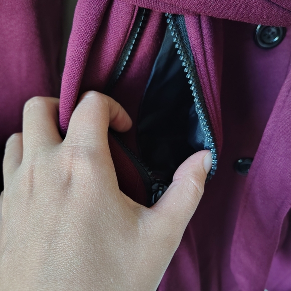 *NWT* Yoki Women's Medium Burgundy Button-up Coat With Tie At Waist - Picture 5 of 9